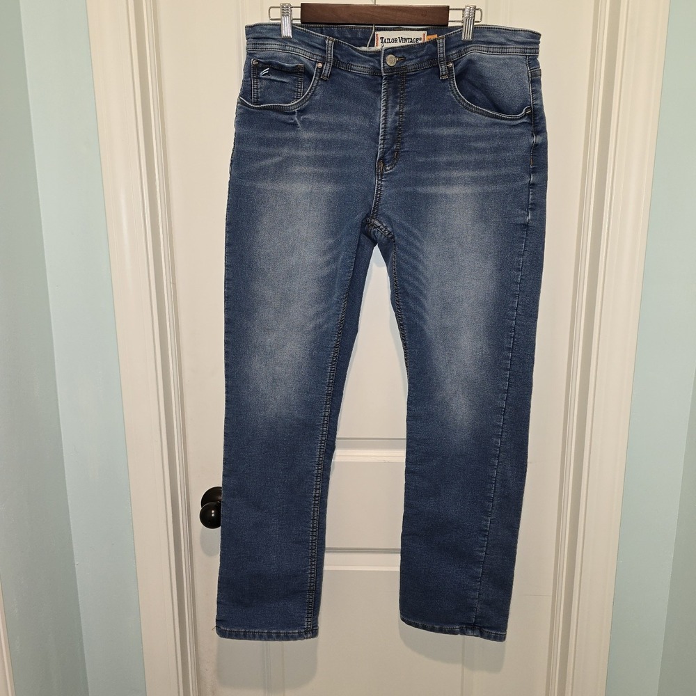 Tailor Vintage Men's Blue Denim Jeans‎ Size 36x32 Straight Fit